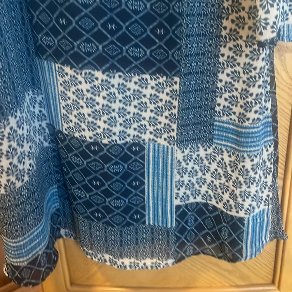 Spense Blue Pattern Lined Cold Shoulder Dress Siz… - image 3